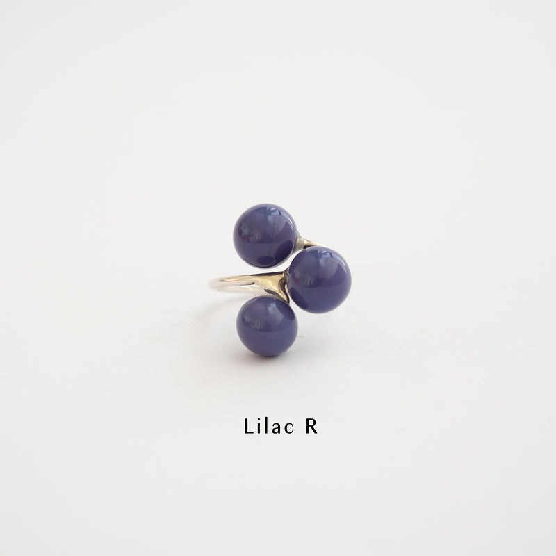 Pompom ring Lilac 3 beads