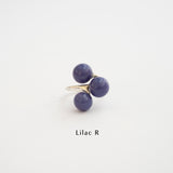 Pompom ring Lilac 3 beads