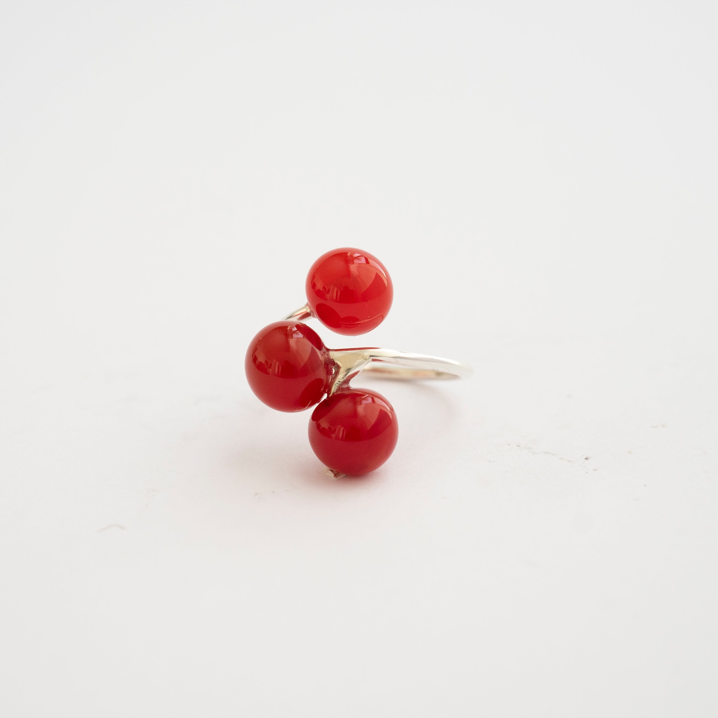 Pompom ring Brown, Orange and Red