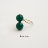 Pompom ring Green 2 beads