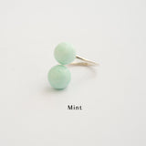 Pompom ring Turquoise 2 beads
