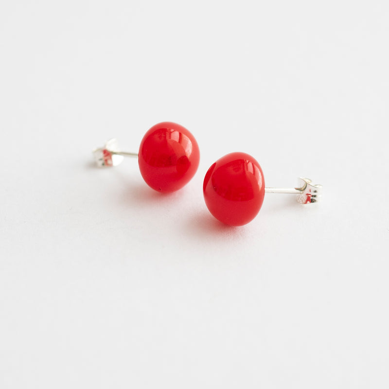Pompom Earrings Red
